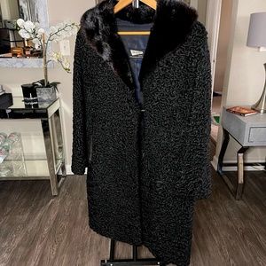 Black Persian Lamb Coat with Mink Collar